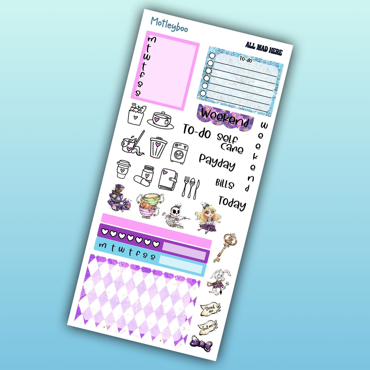 Hobonichi weeks, weekly sticker kit, hobonichi planner, bright stickers, planner, hobonichi functional sticker, planner stickers, all mad here