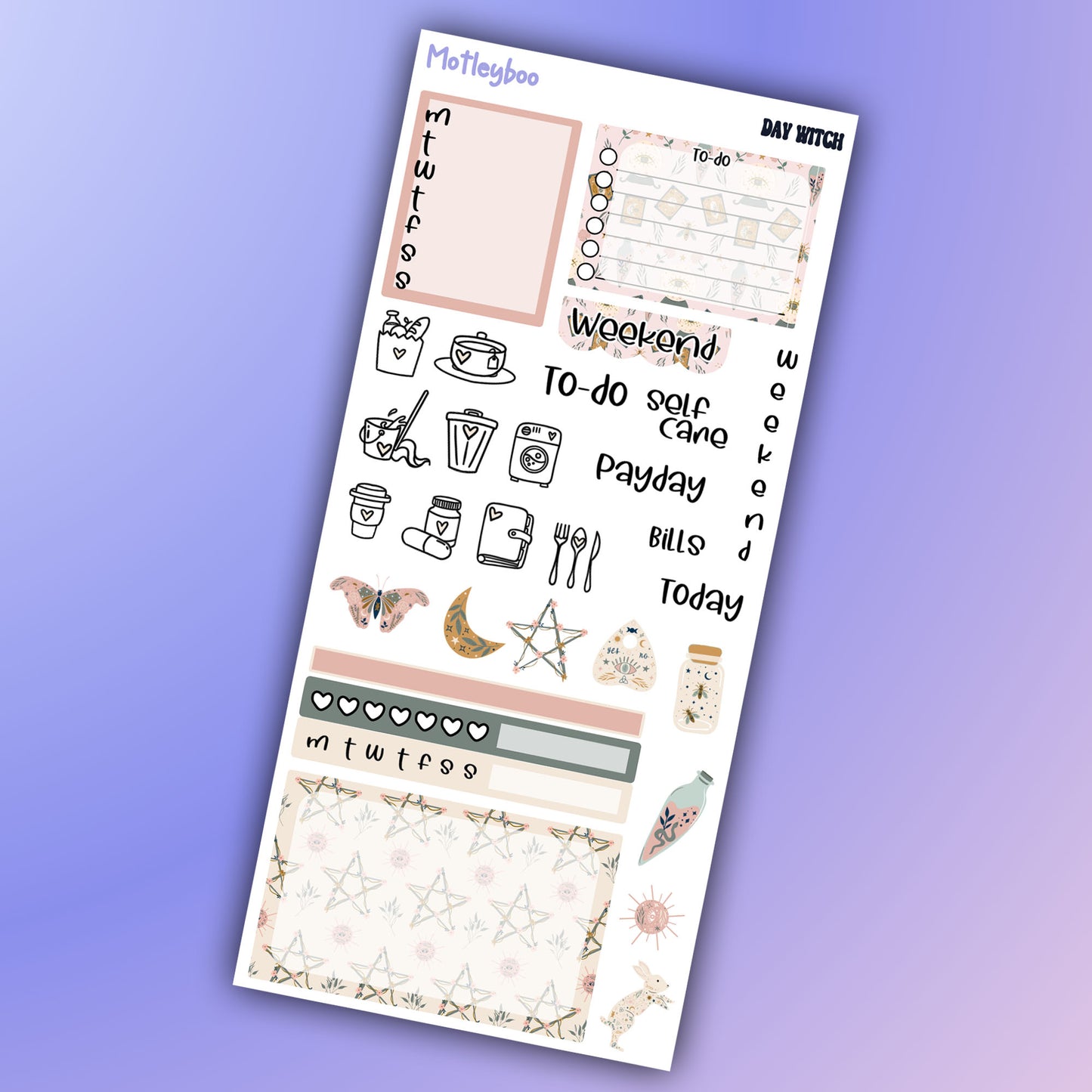 Hobonichi weeks, sticker kit, hobonichi planner, goth stickers, witch planner, hobonichi functional sticker, planner stickers, witch sticker