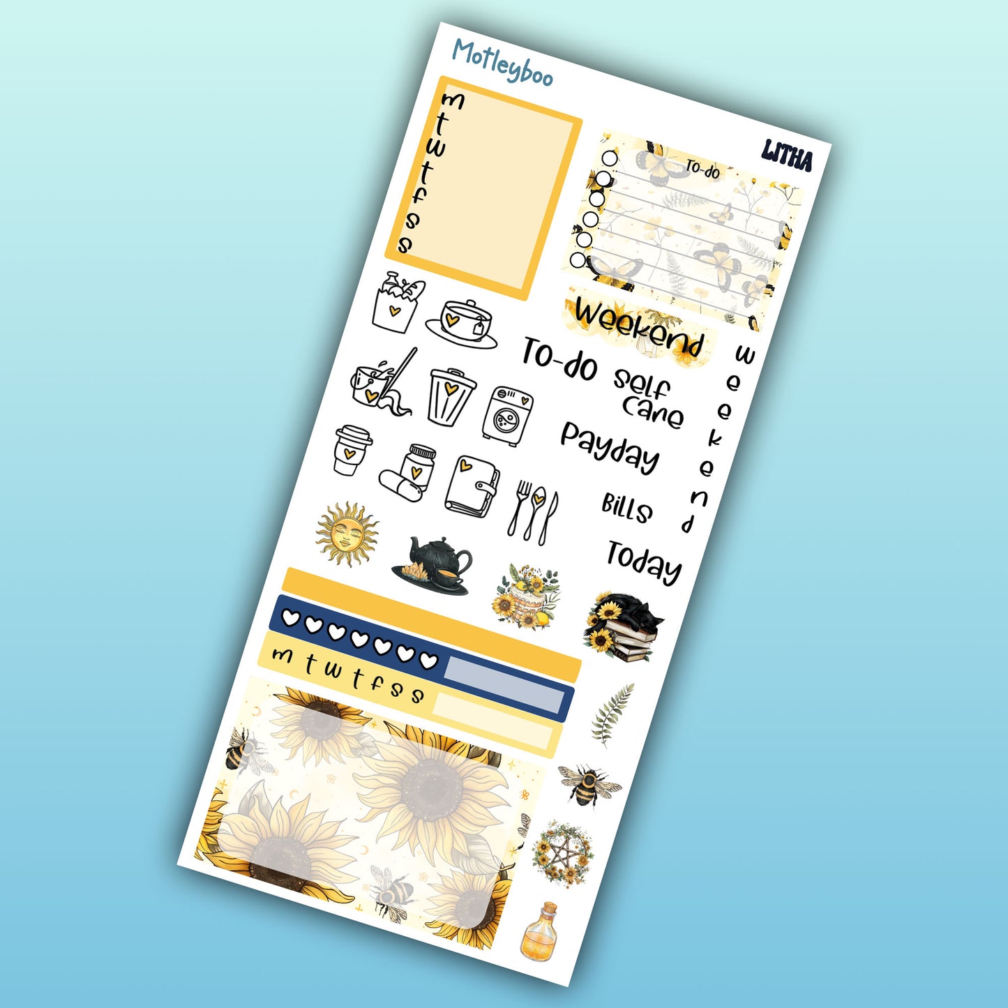 Hobonichi weeks, planner sticker kit, planner stickers, litha stickers, journal stickers, pagan stickers, summer solstice, midsummer