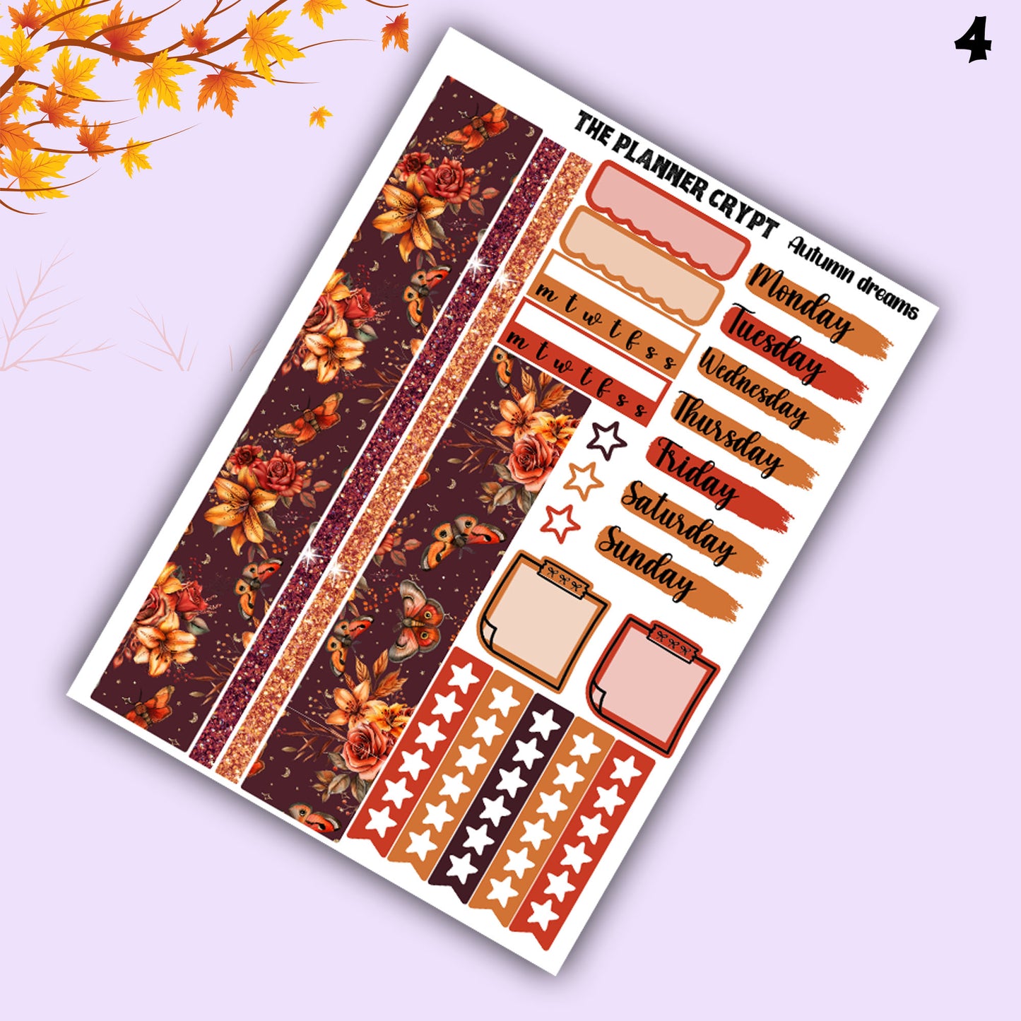 weekly planner, sticker kit, Autumn stickers, fall planner kit, planner stickers, vertical planner, goth planner