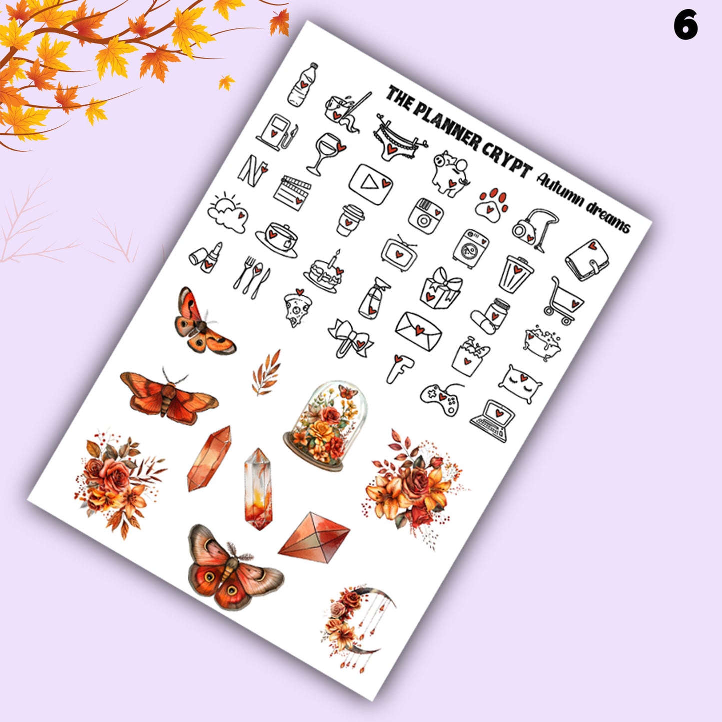 weekly planner, sticker kit, Autumn stickers, fall planner kit, planner stickers, vertical planner, goth planner