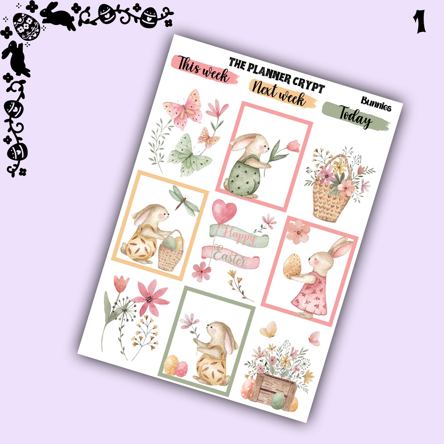 Easter weekly planner sticker kit, planner stickers, bunny stickers, vertical planner, journal stickers, planning stickers, easter eggs