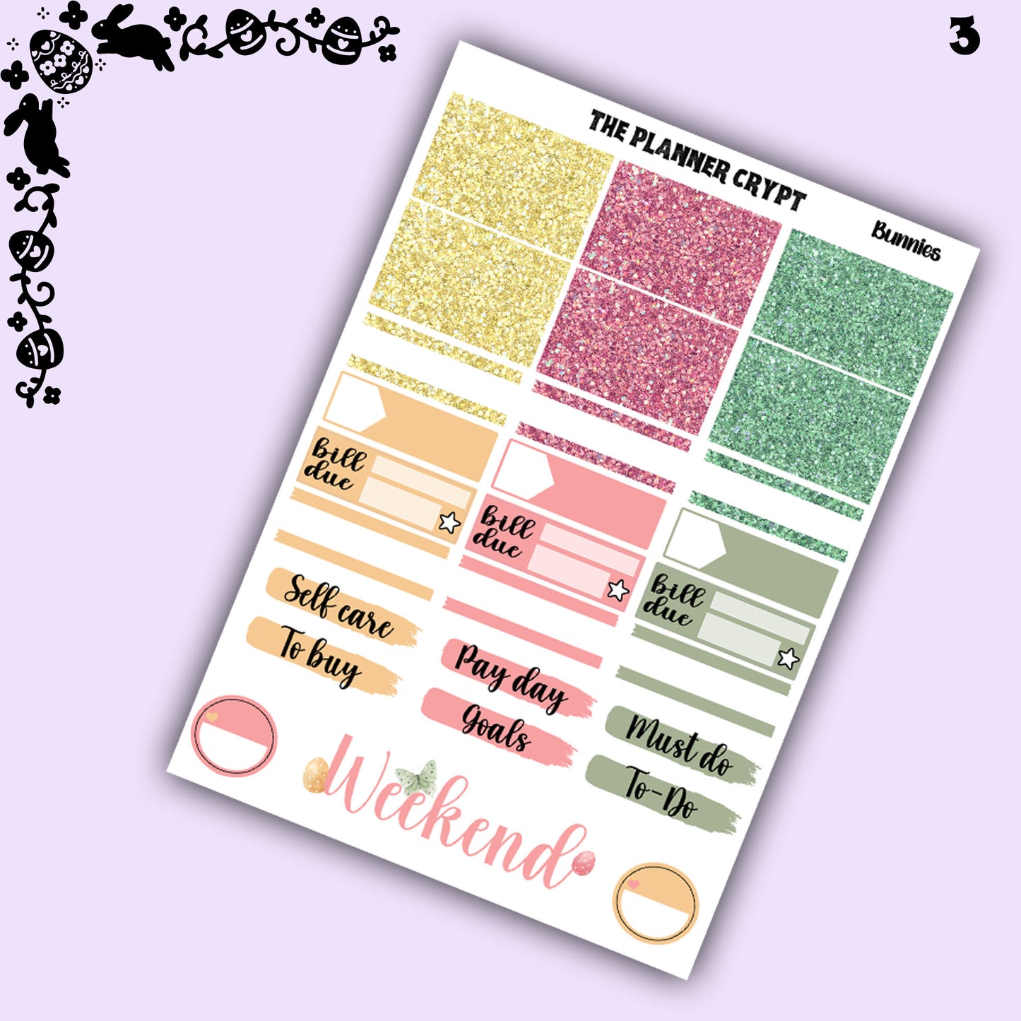 Easter weekly planner sticker kit, planner stickers, bunny stickers, vertical planner, journal stickers, planning stickers, easter eggs