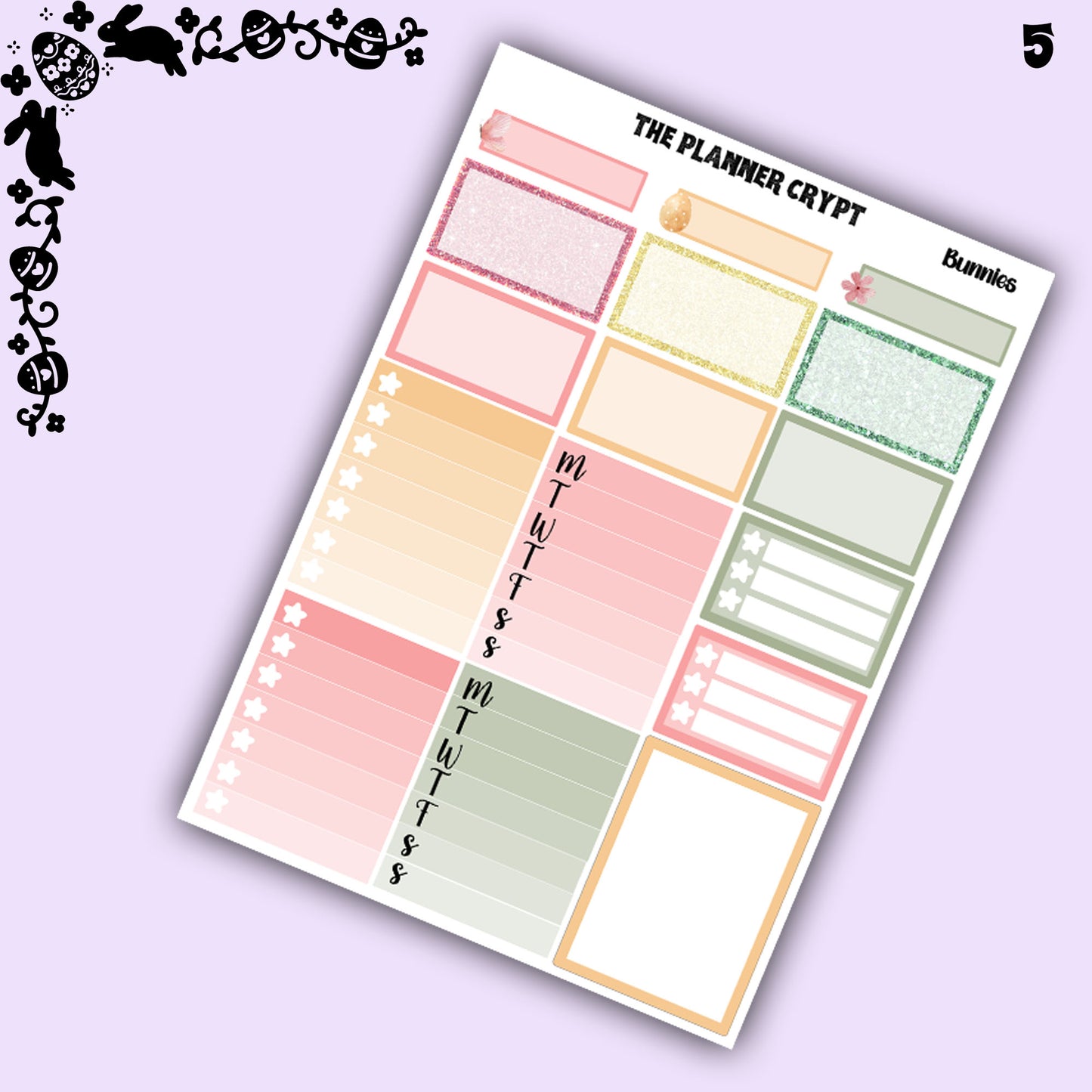 Easter weekly planner sticker kit, planner stickers, bunny stickers, vertical planner, journal stickers, planning stickers, easter eggs