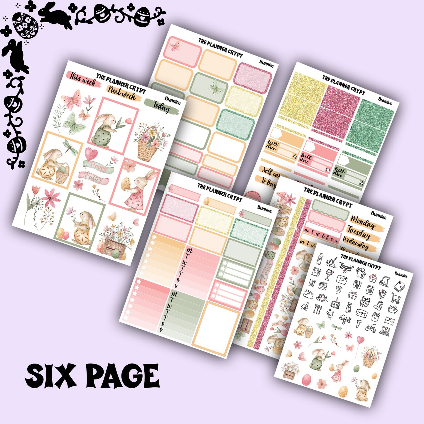Easter weekly planner sticker kit, planner stickers, bunny stickers, vertical planner, journal stickers, planning stickers, easter eggs