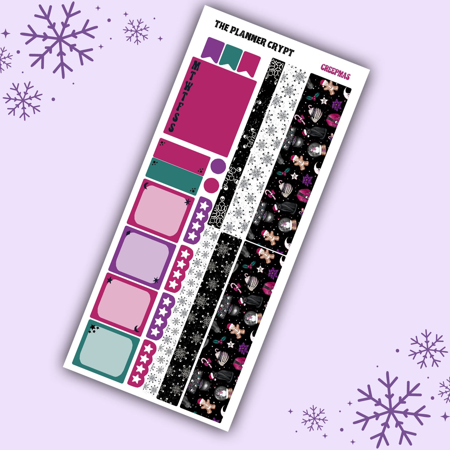 Hobonichi planner kit, Creepmas, 3 page kit, planner kit, cute stickers, winter, christmas, spooky