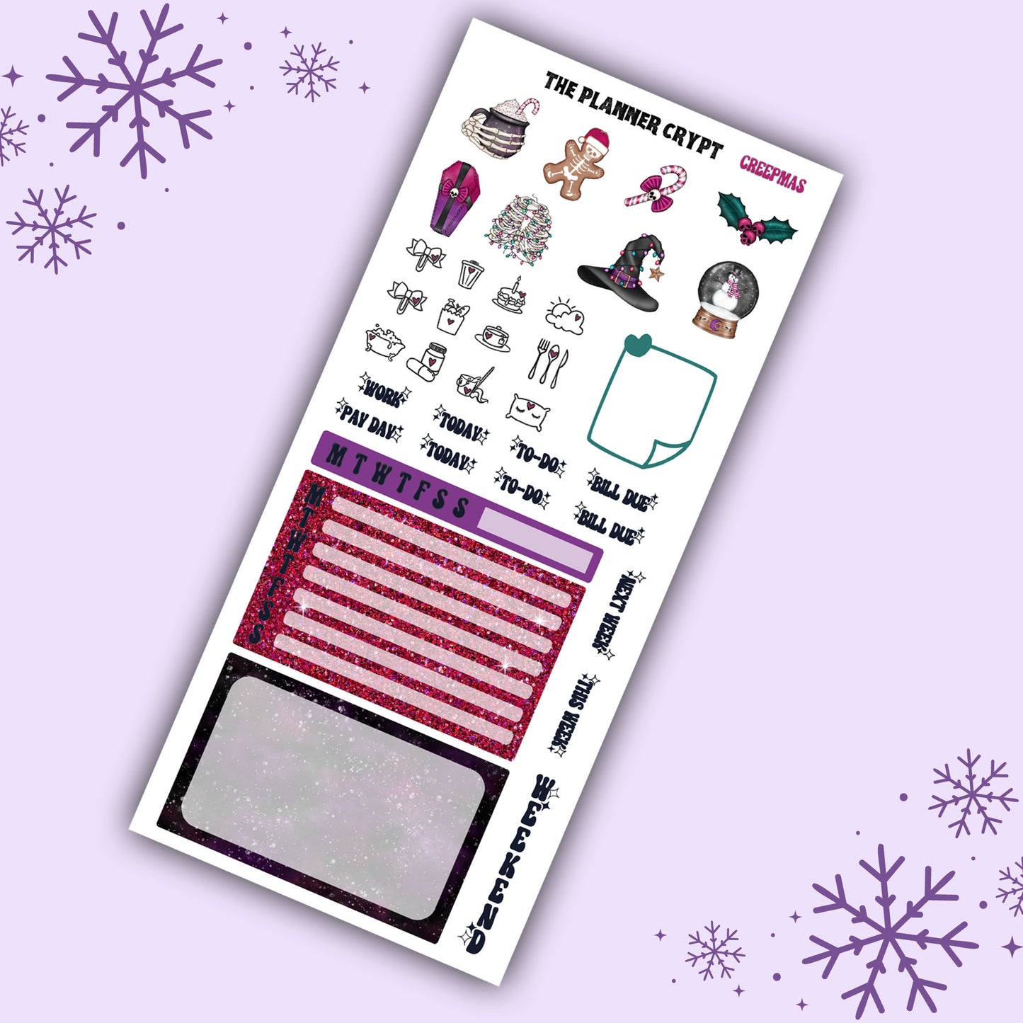 Hobonichi planner kit, Creepmas, 3 page kit, planner kit, cute stickers, winter, christmas, spooky