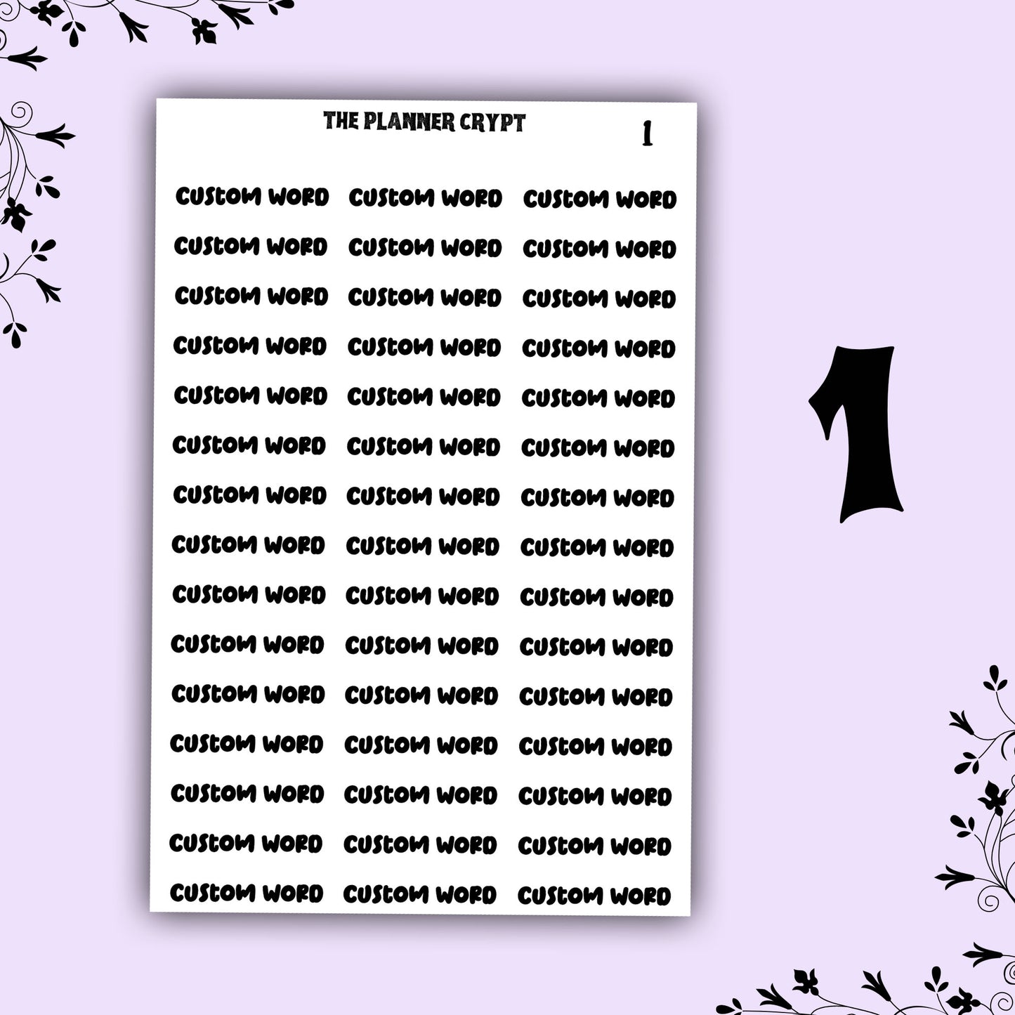 Custom word stickers, script word, planner stickers, vertical planner, small journal, functional stickers, weekly planner, hobo week