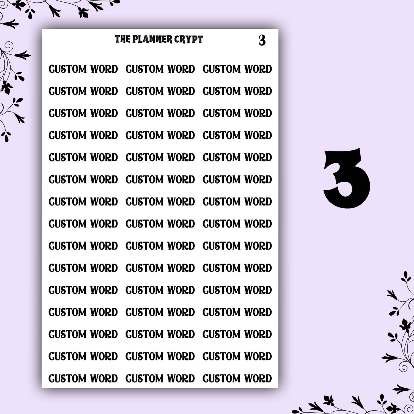 Custom word stickers, script word, planner stickers, vertical planner, small journal, functional stickers, weekly planner, hobo week