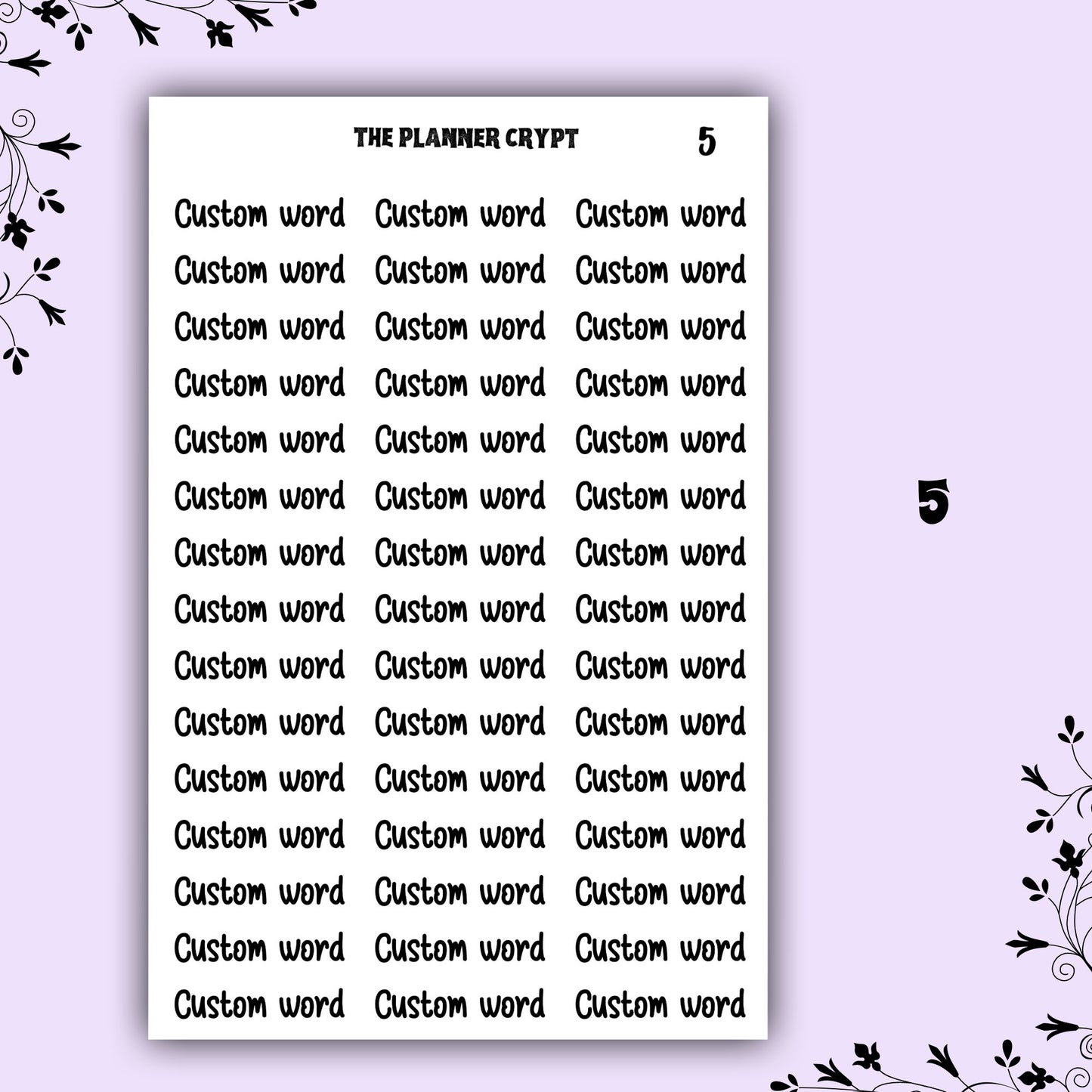 Custom word stickers, script word, planner stickers, vertical planner, small journal, functional stickers, weekly planner, hobo week