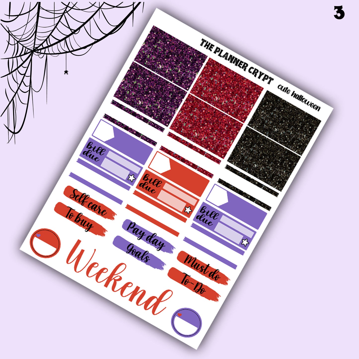 Halloween weekly planner sticker kit, Autumn stickers, fall planner kit, planner stickers, vertical planner, goth planner