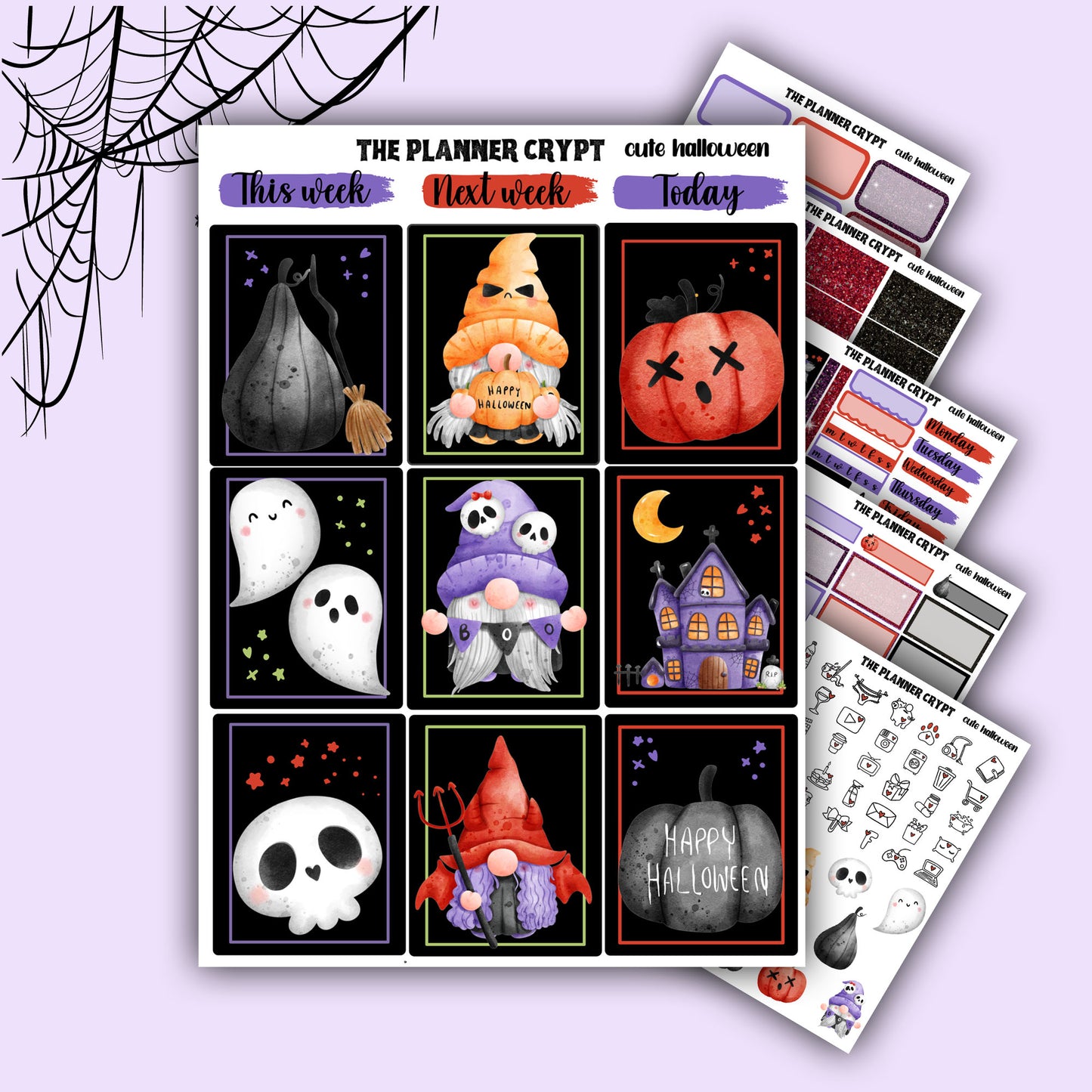Halloween weekly planner sticker kit, Autumn stickers, fall planner kit, planner stickers, vertical planner, goth planner