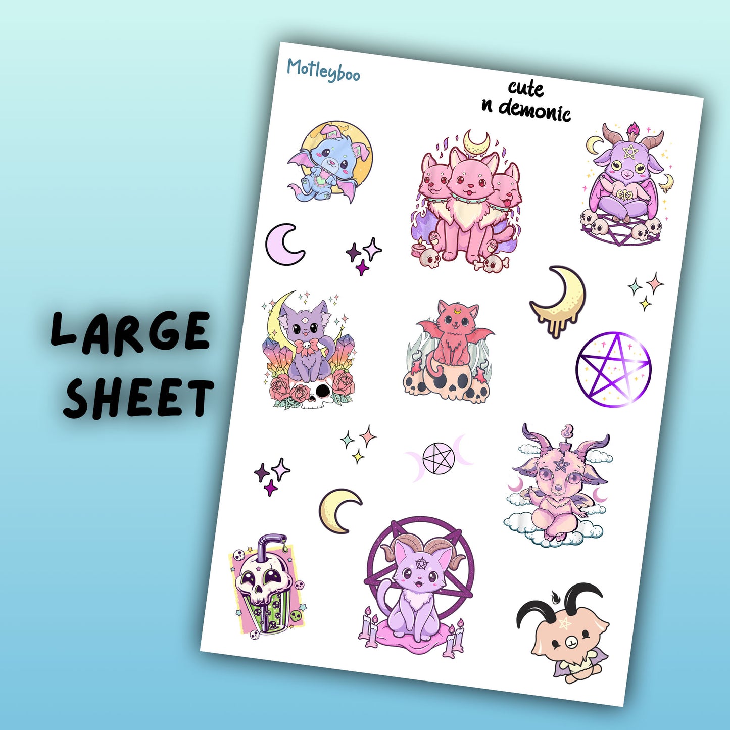 kawaii goth sticker sheet, planner stickers, cute and spooky stickers, halloween stickers, stickers for halloween, pastel goth stickers