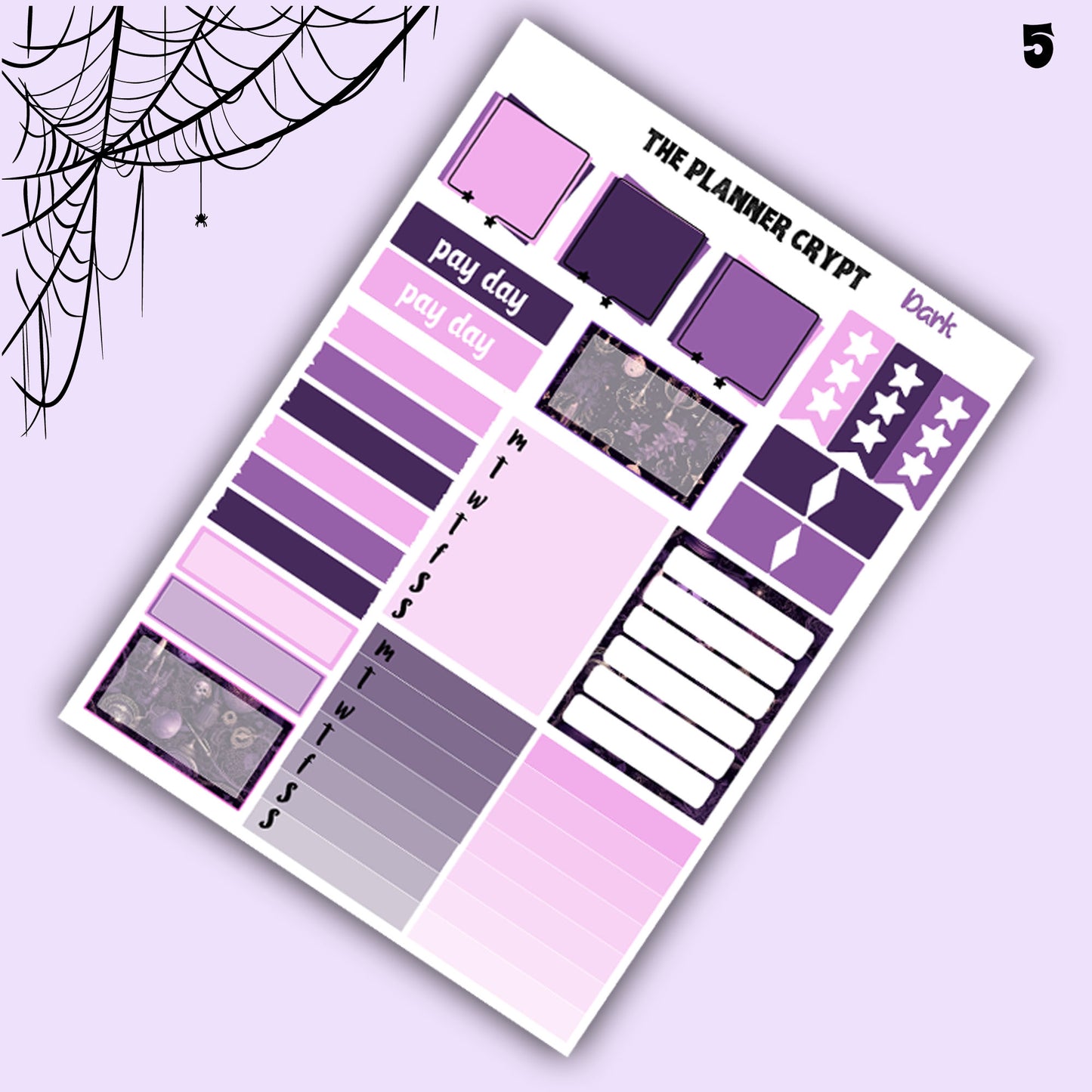 weekly planner, sticker kit, dark academia, planner stickers, sticker sheet, vertical planner, cute stickers, goth planner, goth stickers