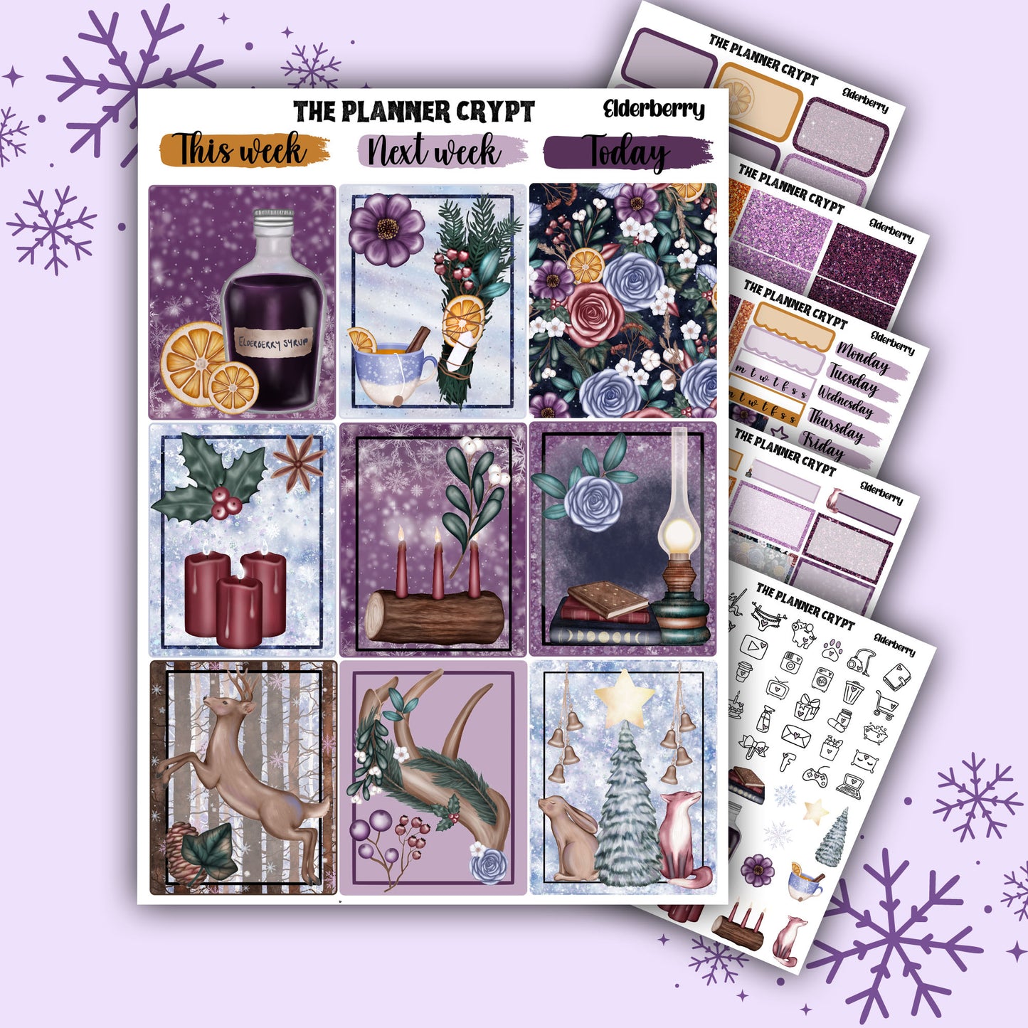 weekly planner sticker kit, winter stickers, christmas sticker kit, stickers, vertical planner, stickers, planner stickers