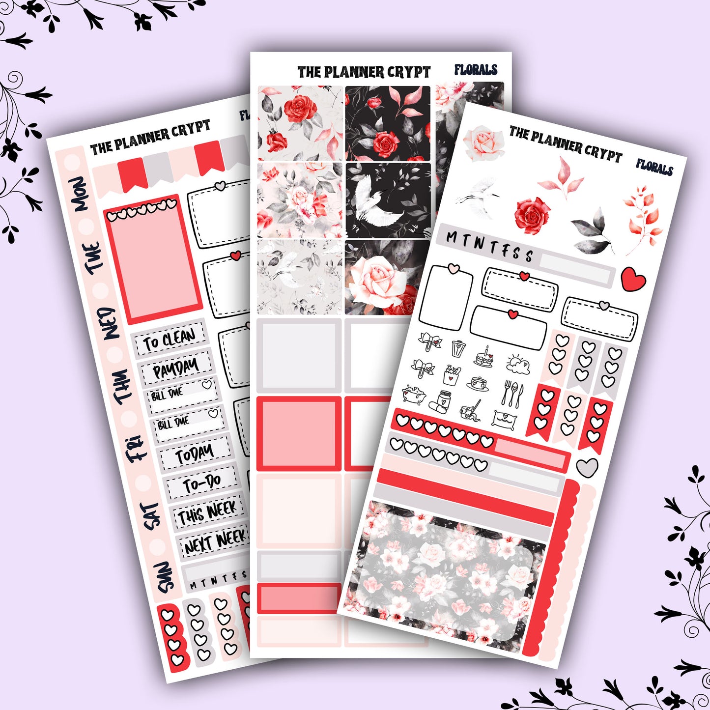 Hobonichi weeks, weekly sticker kit, hobonichi planner, florals