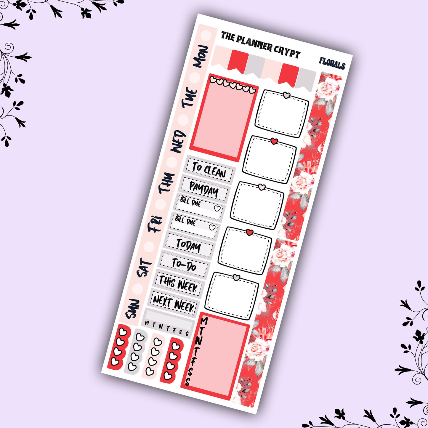 Hobonichi weeks, weekly sticker kit, hobonichi planner, florals