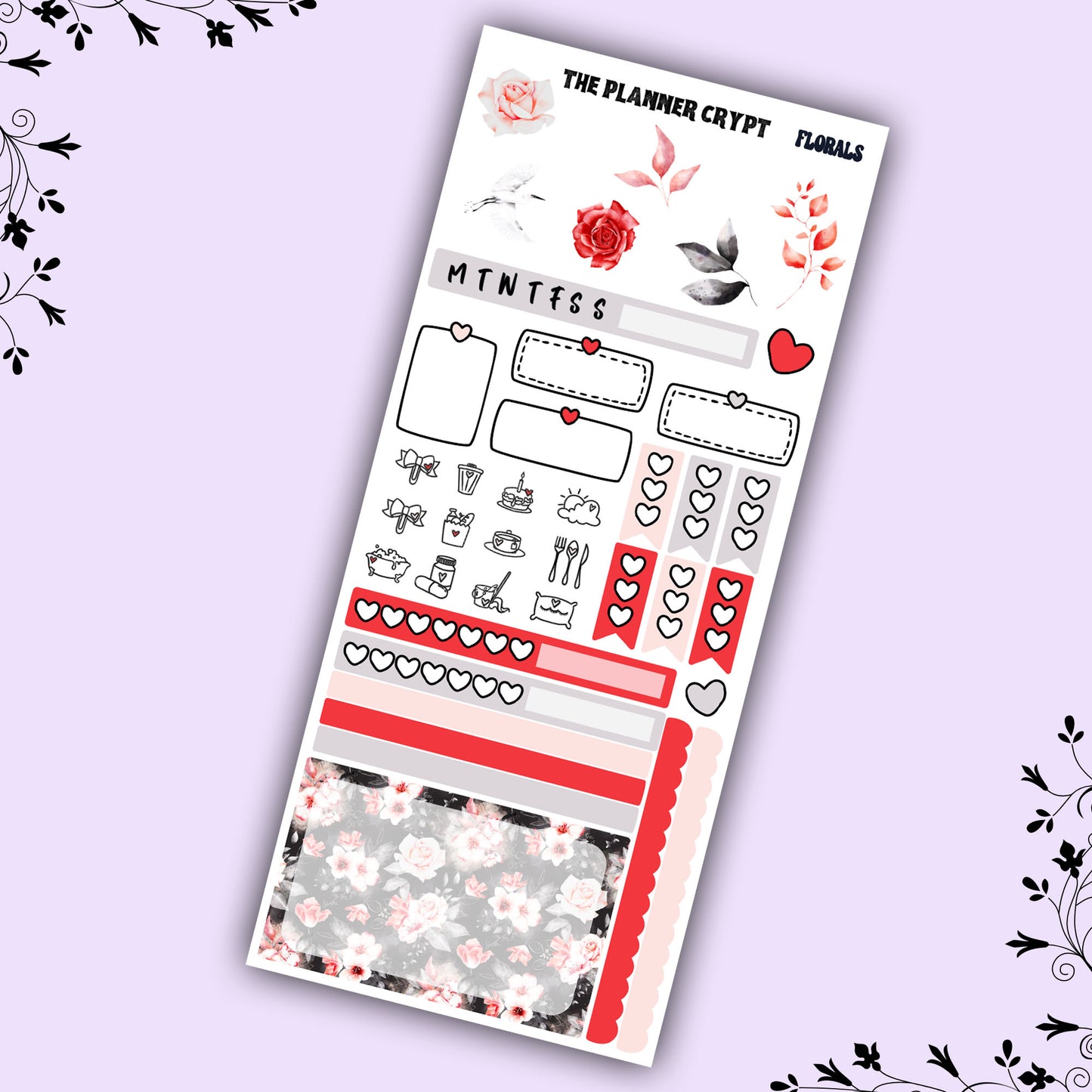 Hobonichi weeks, weekly sticker kit, hobonichi planner, florals