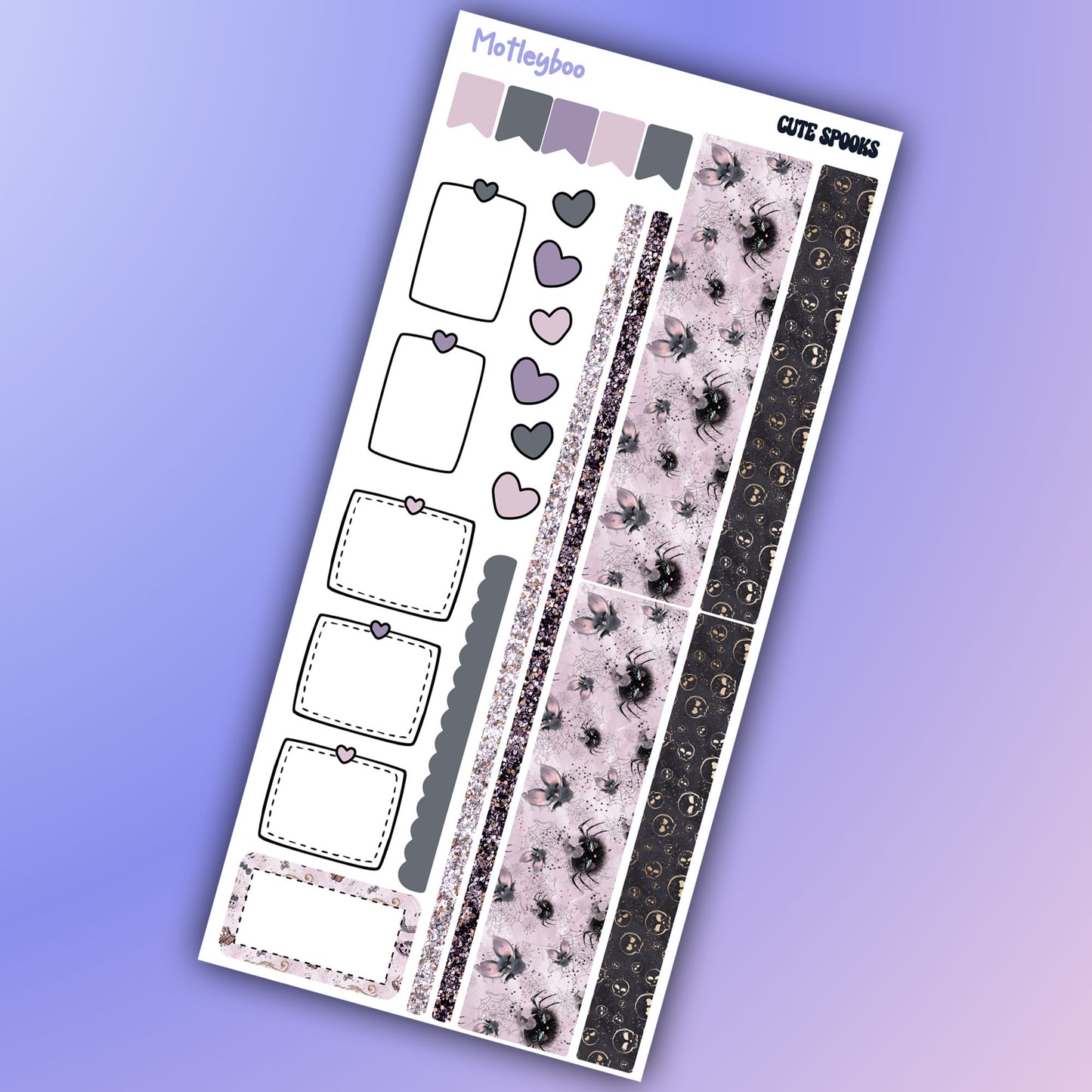 Hobonichi weeks, weekly planner sticker kit, goth planner stickers, bullet journal stickers, small planner stickers, cute spook