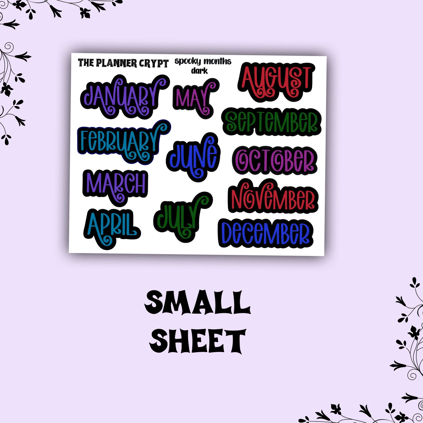 planner header stickers, monthly stickers, weekly planner stickers, pastel goth stickers, monthly headers, gothic planner stickers