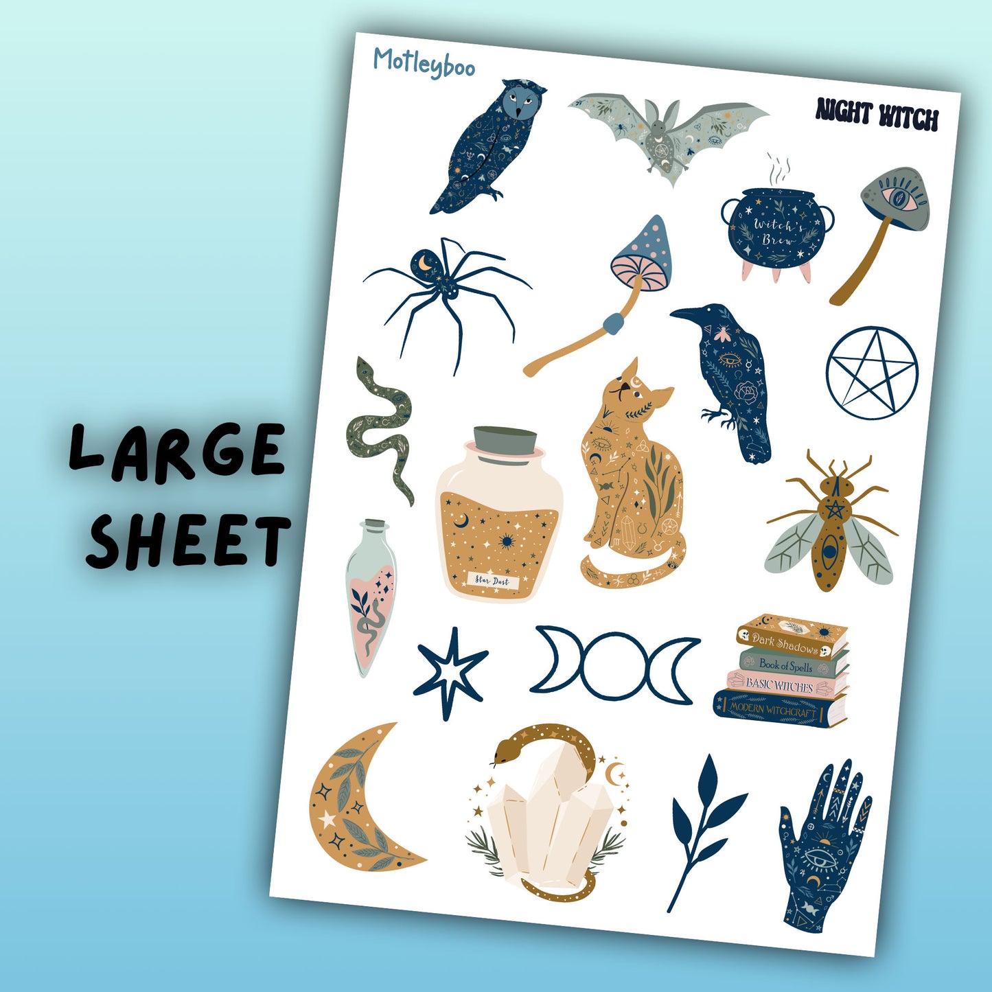 planner stickers, vertical planner, deco stickers, weekly planner, witch stickers, witchcraft stickers, grimoire stickers, pagan stickers
