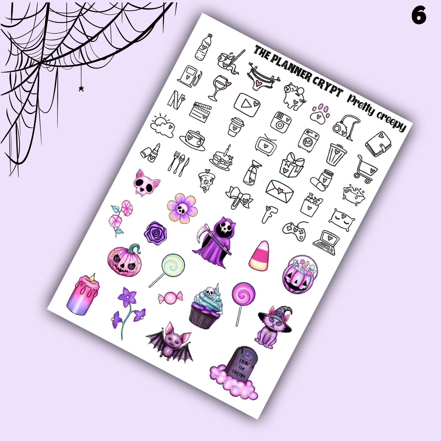 weekly planner, sticker kit, spooky stickers, Halloween planner kit, planner stickers, vertical planner, goth planner, goth stickers