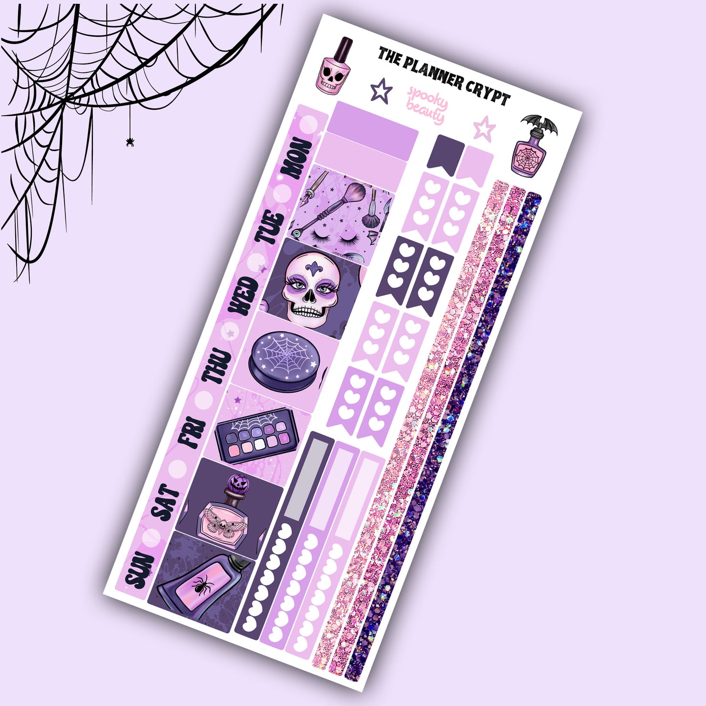 Hobonichi weeks, sticker kit, hobonichi planner, goth planner, witch vibes, spooky beauty, stickers, goth sticker, goth make up, summer goth