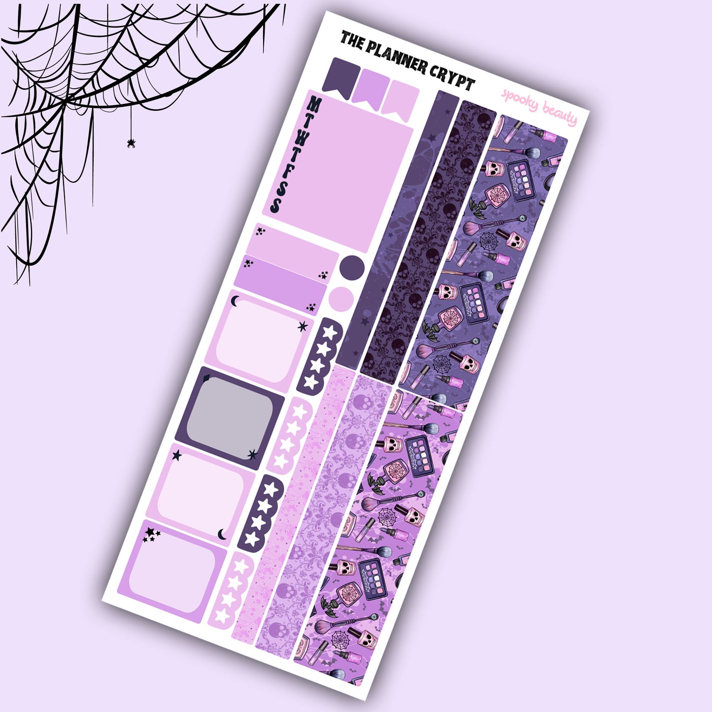 Hobonichi weeks, sticker kit, hobonichi planner, goth planner, witch vibes, spooky beauty, stickers, goth sticker, goth make up, summer goth