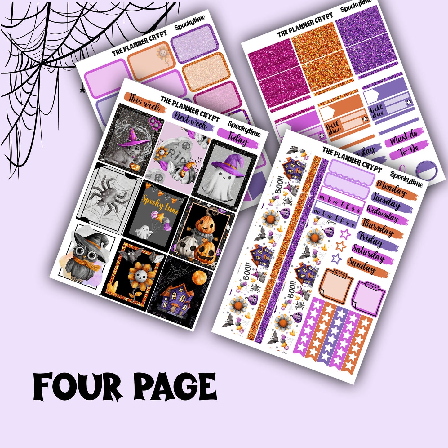 weekly planner, sticker kit, spooky stickers, halloween planner kit, planner stickers, vertical planner, planning, journal stickers