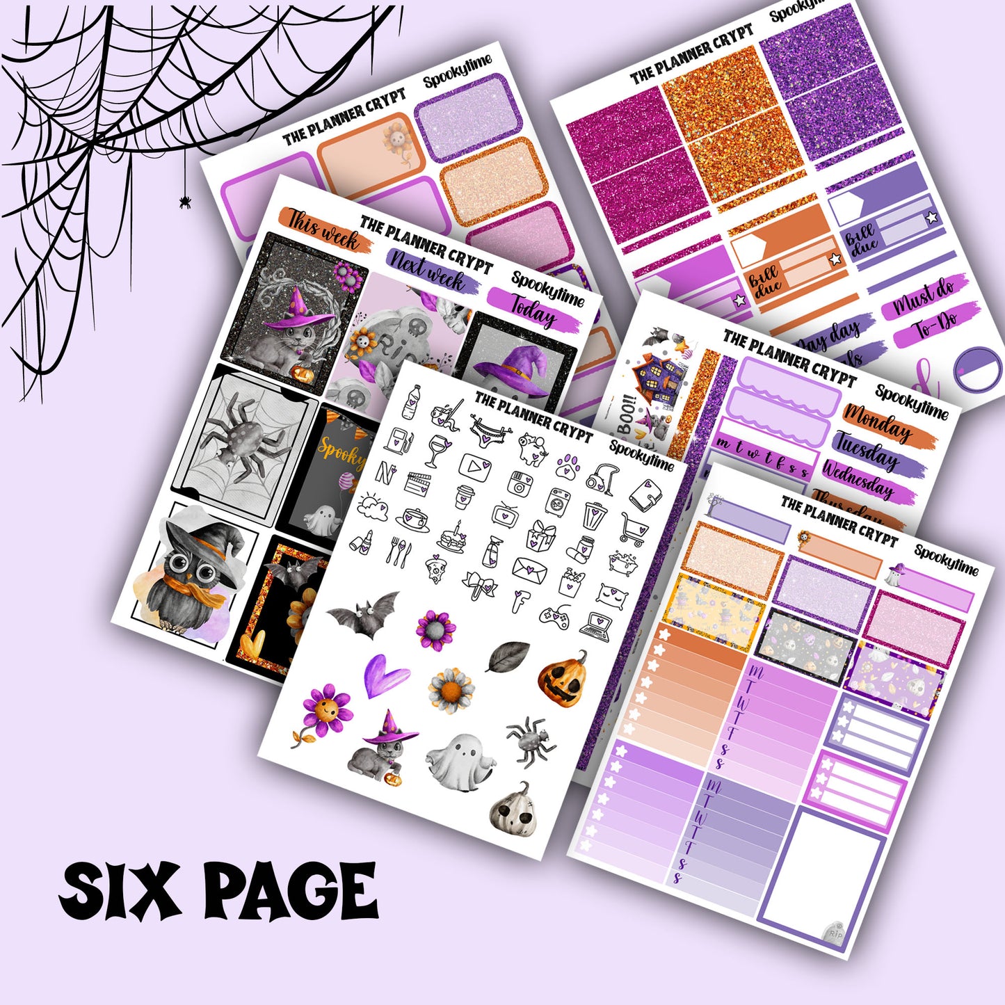 weekly planner, sticker kit, spooky stickers, halloween planner kit, planner stickers, vertical planner, planning, journal stickers