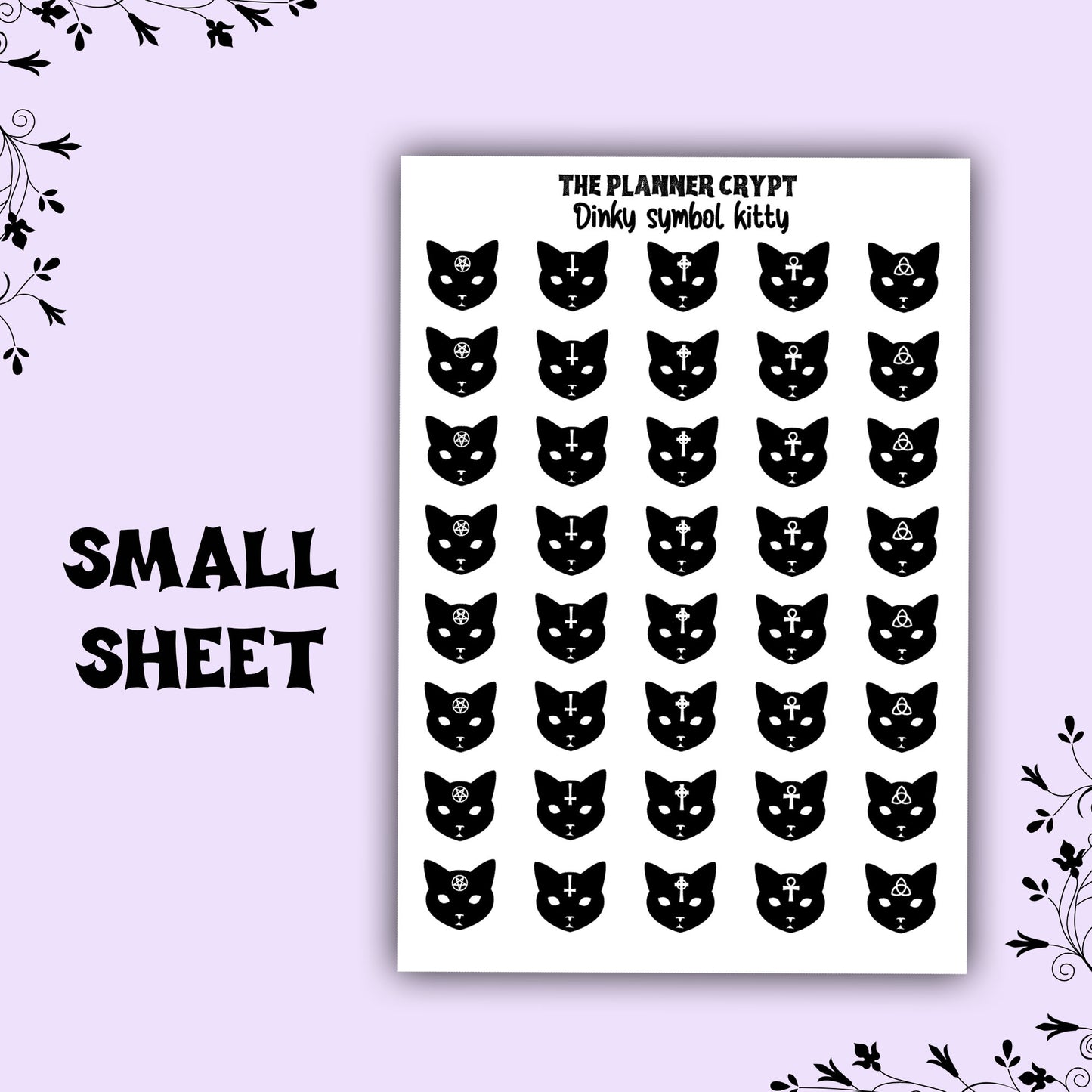 cat stickers, planner stickers, wicca stickers, witchcraft, small stickers, black cat gift, labels, goth planner