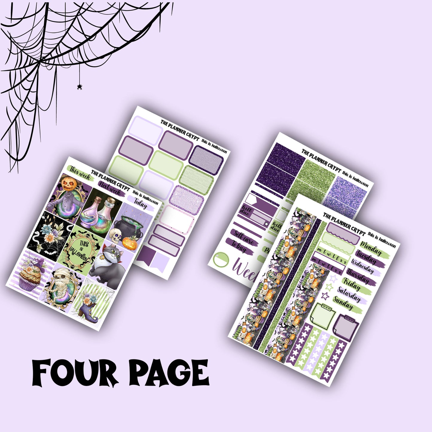 weekly planner, sticker kit, planner stickers, halloween stickers, pretty stickers, vertical planner, spooky stickers, autumn sticker kit