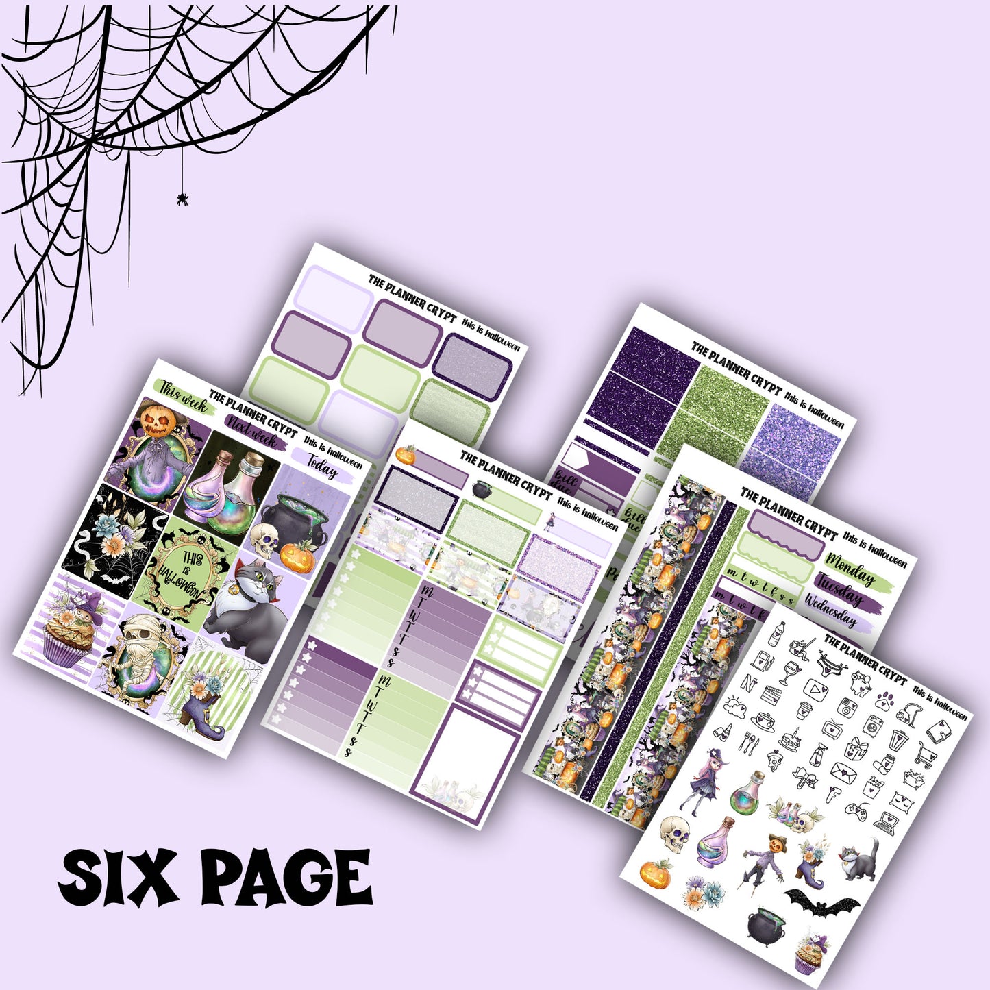 weekly planner, sticker kit, planner stickers, halloween stickers, pretty stickers, vertical planner, spooky stickers, autumn sticker kit