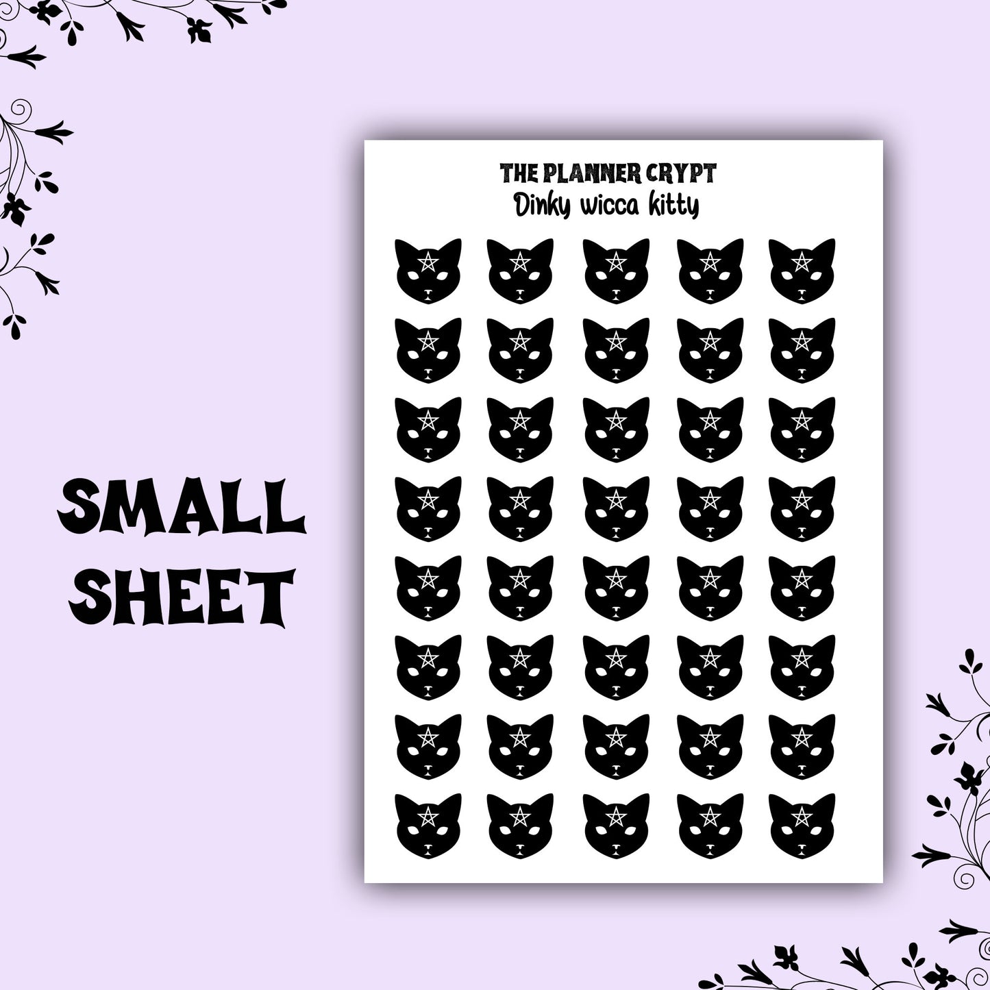 cat stickers, planner stickers, wicca stickers, witchcraft, small stickers, black cat gift, labels, goth planner