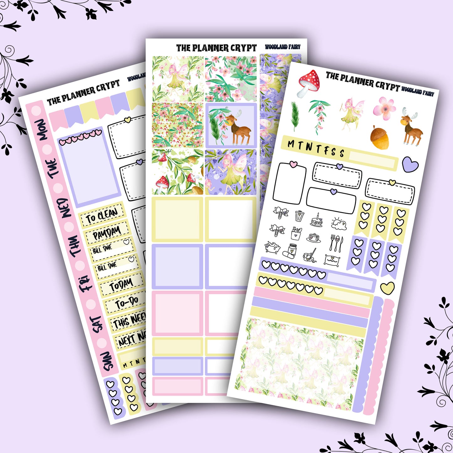 Hobonichi weeks, weekly sticker kit, hobonichi planner, woodland fairy