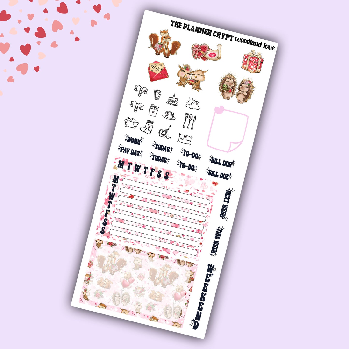 Valentines day hobonichi weeks, sticker kit, hobonichi planner, cute stickers, functional stickers, small planner stickers, love stickers