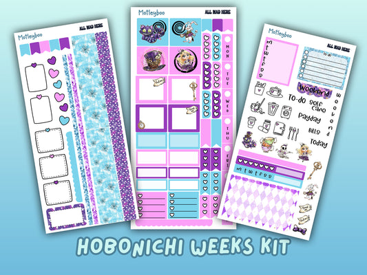 Hobonichi weeks, weekly sticker kit, hobonichi planner, bright stickers, planner, hobonichi functional sticker, planner stickers, all mad here