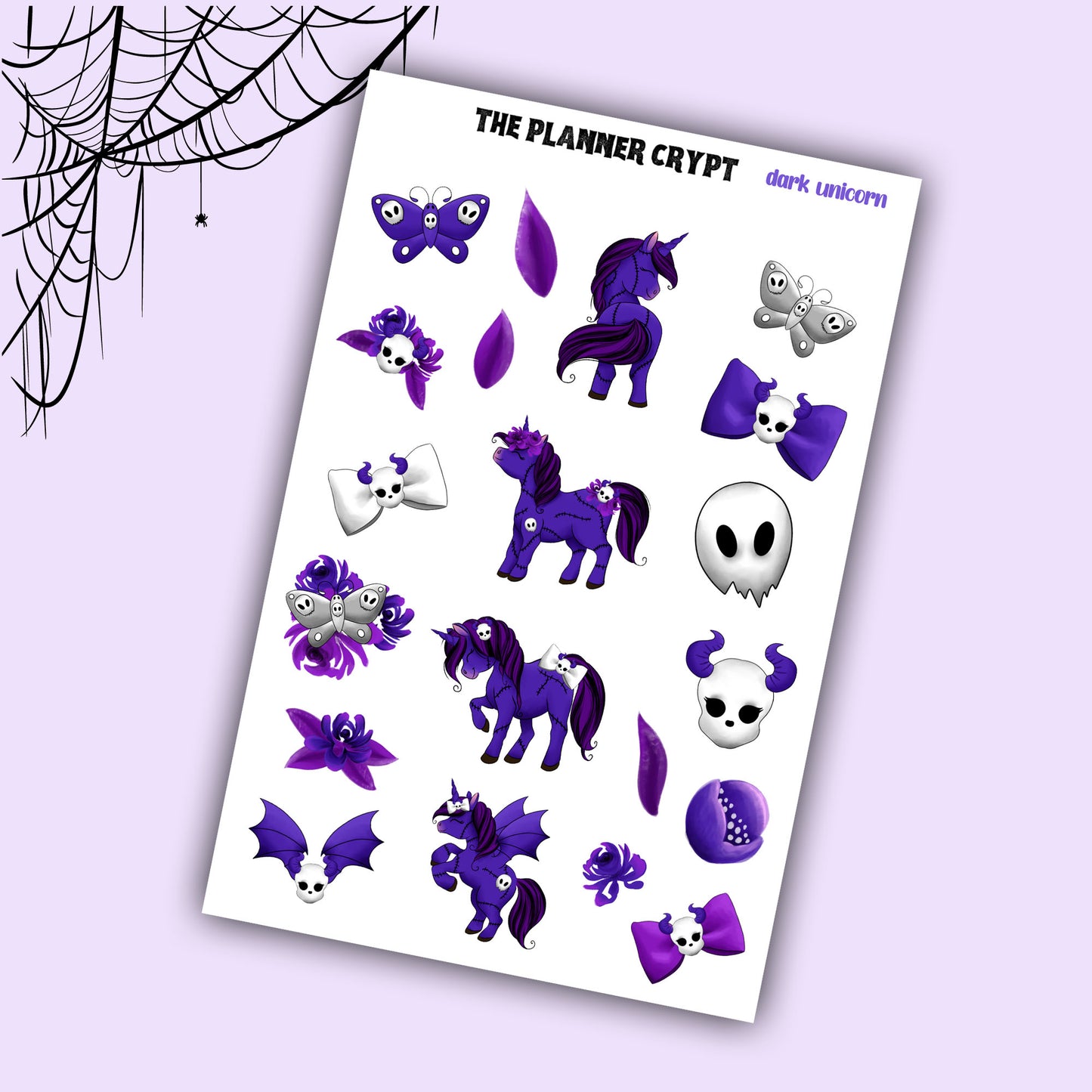 planner stickers, unicorn stickers, fantasy stickers, gothic planner, deco stickers, halloween stickers, goth stickers, cute and spooky