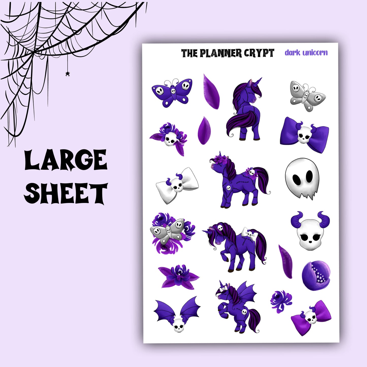 planner stickers, unicorn stickers, fantasy stickers, gothic planner, deco stickers, halloween stickers, goth stickers, cute and spooky