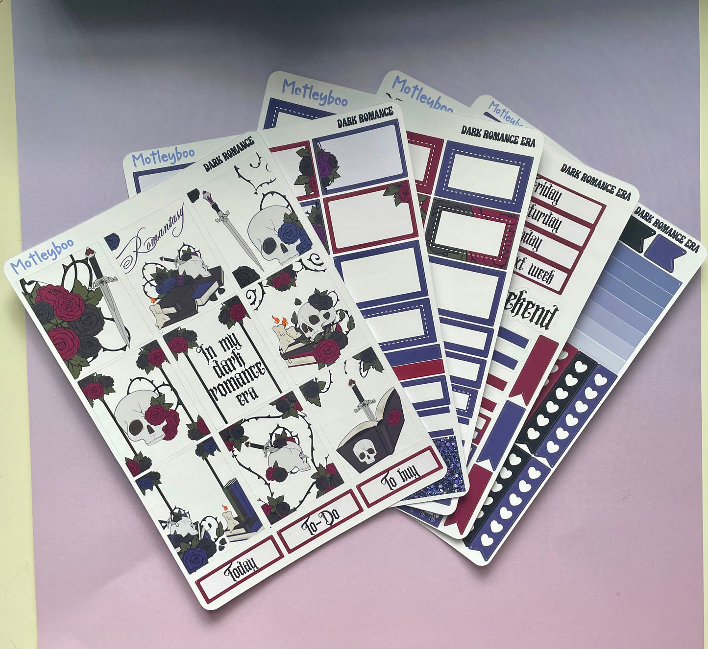 In my dark romance era weekly planner sticker kit, gifts for, book lovers, book nerds, bookish, gothic romance, skulls & books, planning
