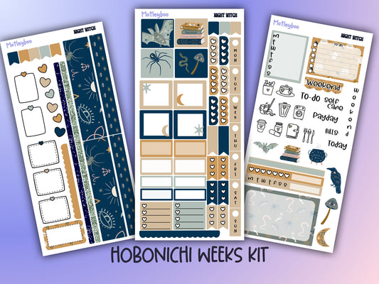 Hobonichi weeks, sticker kit, hobonichi planner, goth stickers, witch planner, pagan stickers, planner stickers, witch sticker, night witch