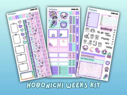 Hobonichi weeks, sticker kit, hobonichi planner, goth stickers, gothic planner, pastel goth stickers, planner stickers, spooky cute