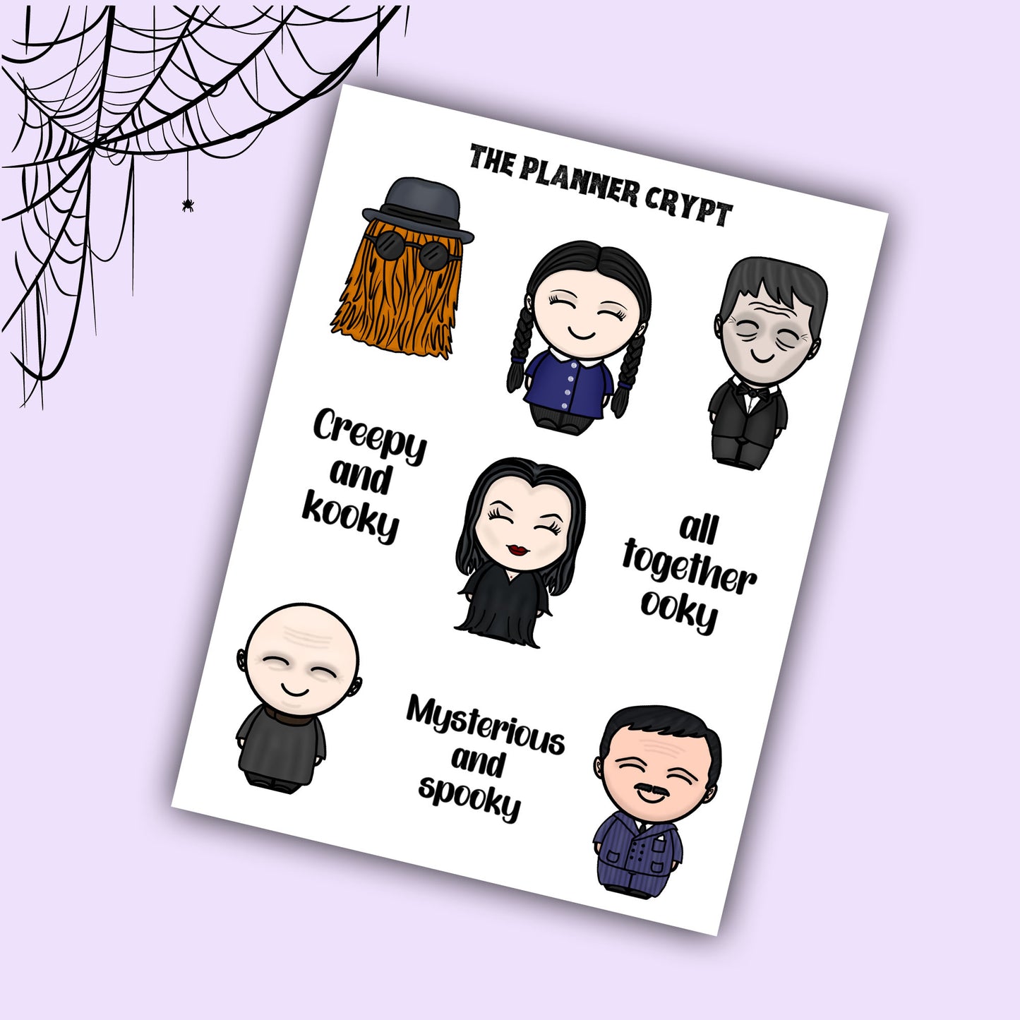 Spooky family deco sheet, goth sticker sheet
