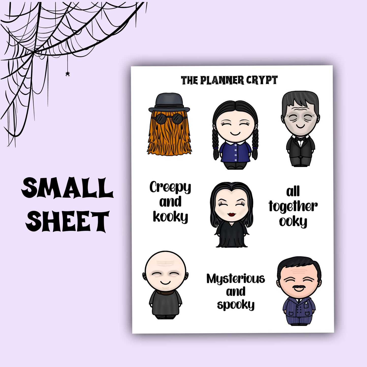 Spooky family deco sheet, goth sticker sheet