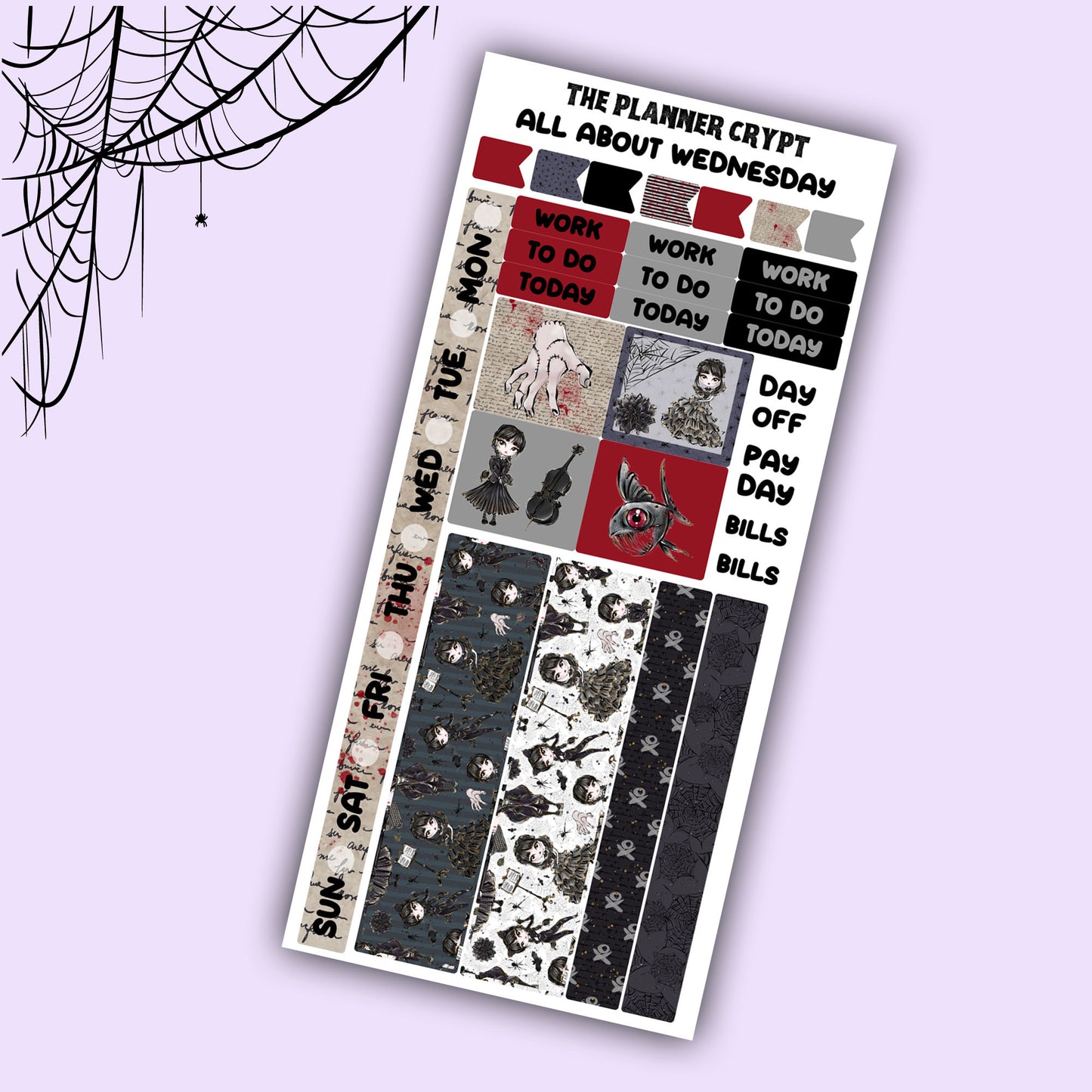 Hobonichi weeks, sticker kit, hobonichi planner, goth stickers, gothic planner, hobonichi functional stickers, planner stickers, mini