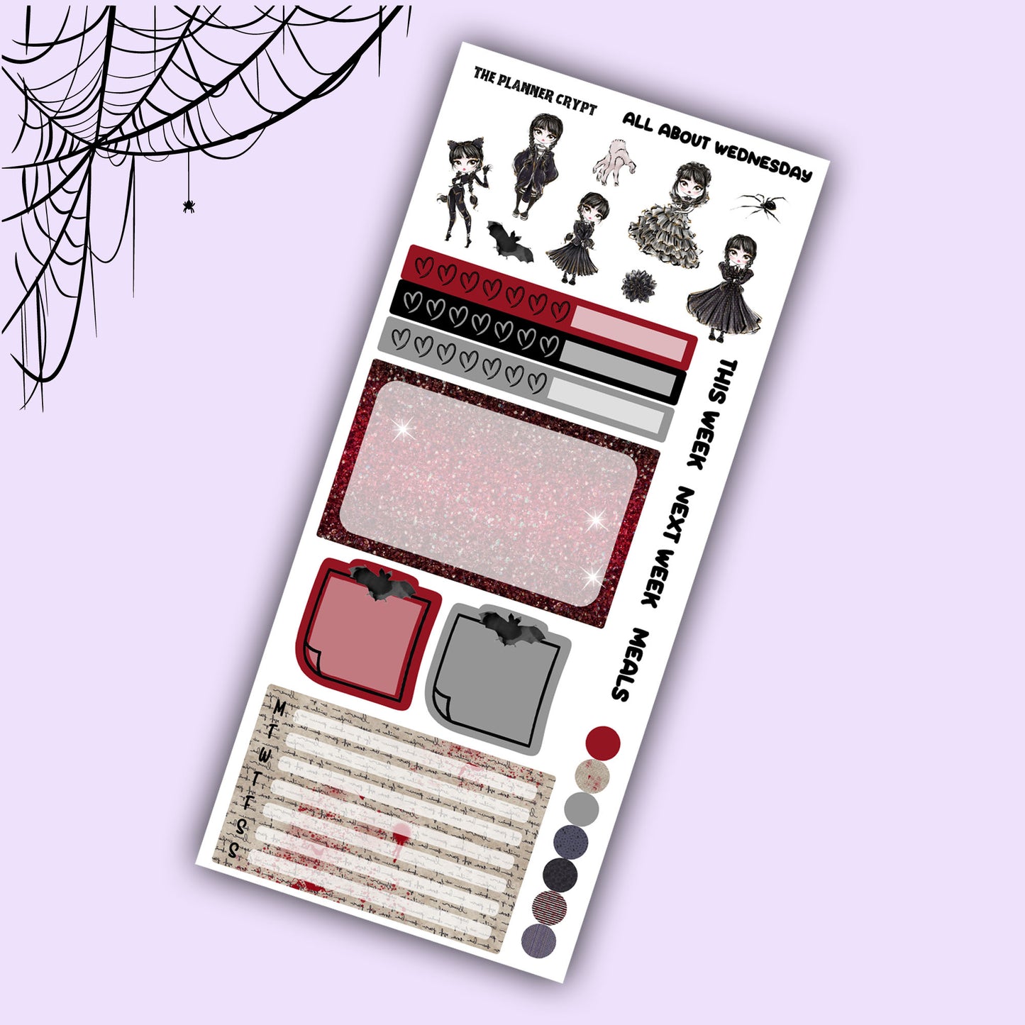 Hobonichi weeks, sticker kit, hobonichi planner, goth stickers, gothic planner, hobonichi functional stickers, planner stickers, mini