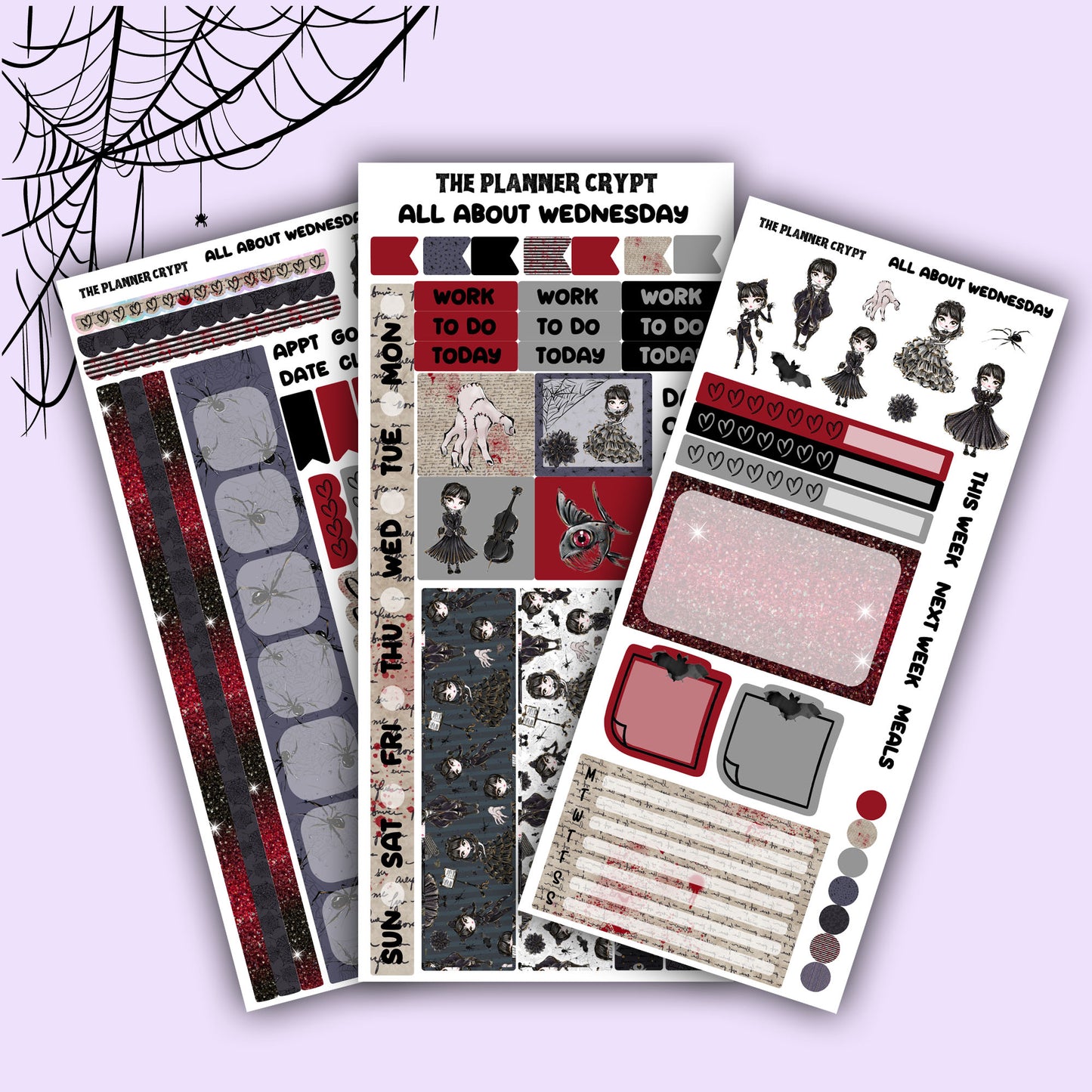 Hobonichi weeks, sticker kit, hobonichi planner, goth stickers, gothic planner, hobonichi functional stickers, planner stickers, mini