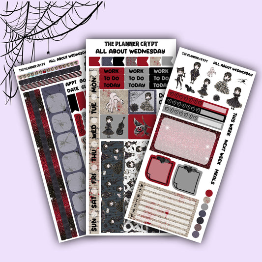Hobonichi weeks, sticker kit, hobonichi planner, goth stickers, gothic planner, hobonichi functional stickers, planner stickers, mini