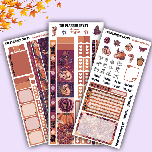 Hobonichi weeks, planner sticker kit, cute stickers, autumn season, halloween, fall season, stickers