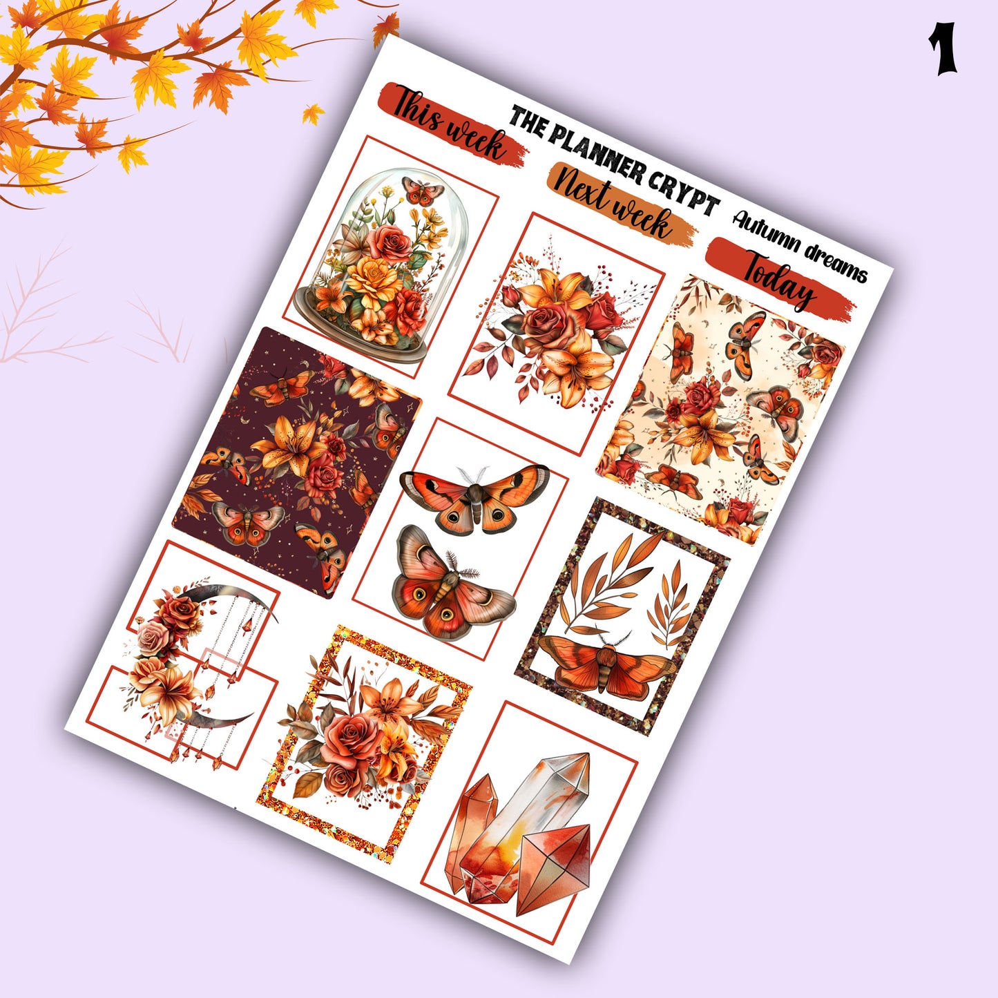 weekly planner, sticker kit, Autumn stickers, fall planner kit, planner stickers, vertical planner, goth planner
